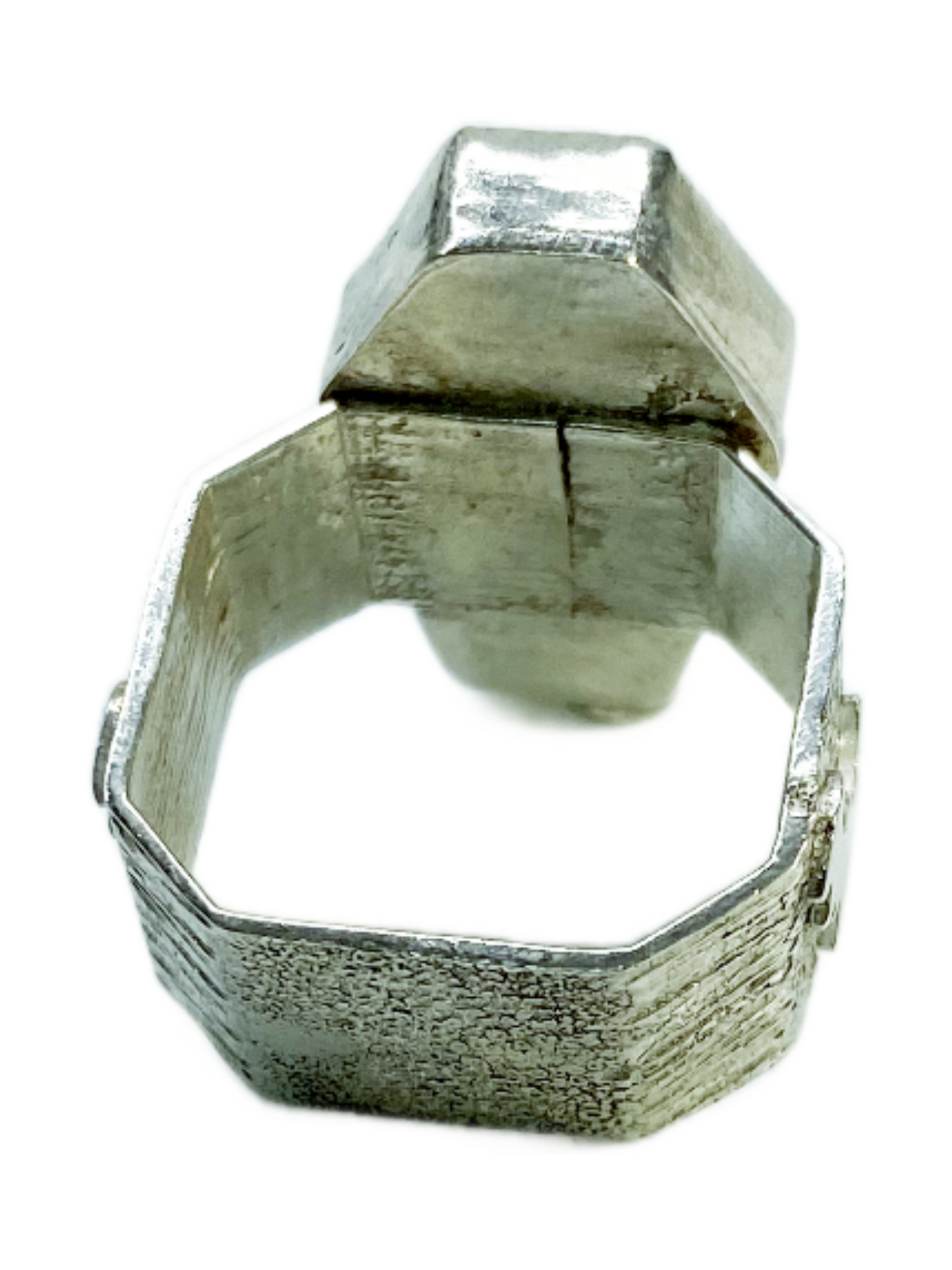 Onyx & Silver Coffin Ring