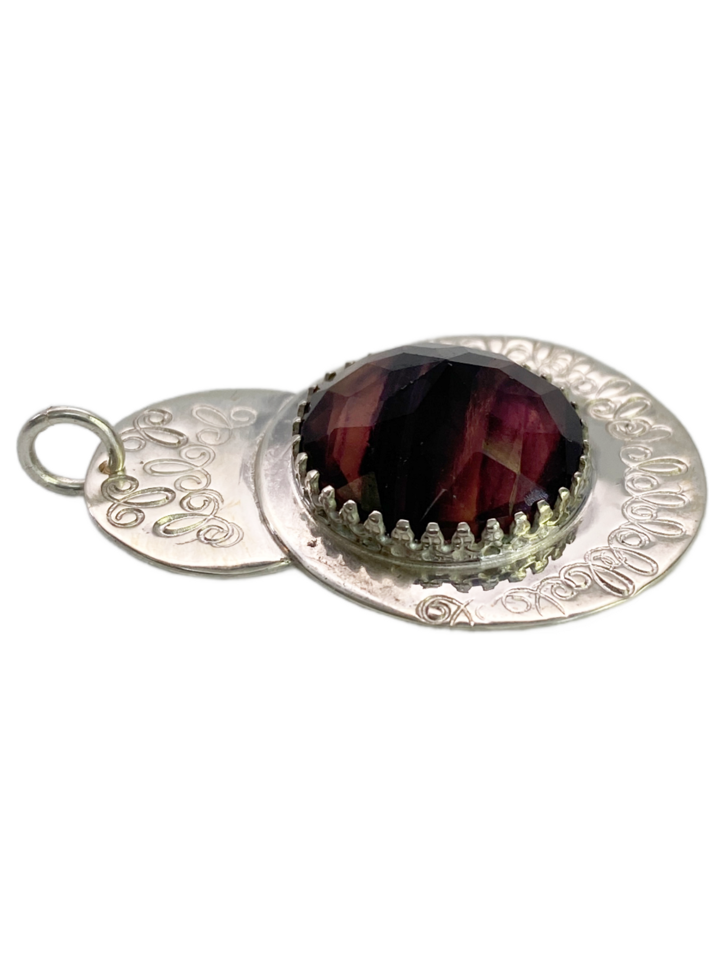 Banded Fluorite & Silver Pendant