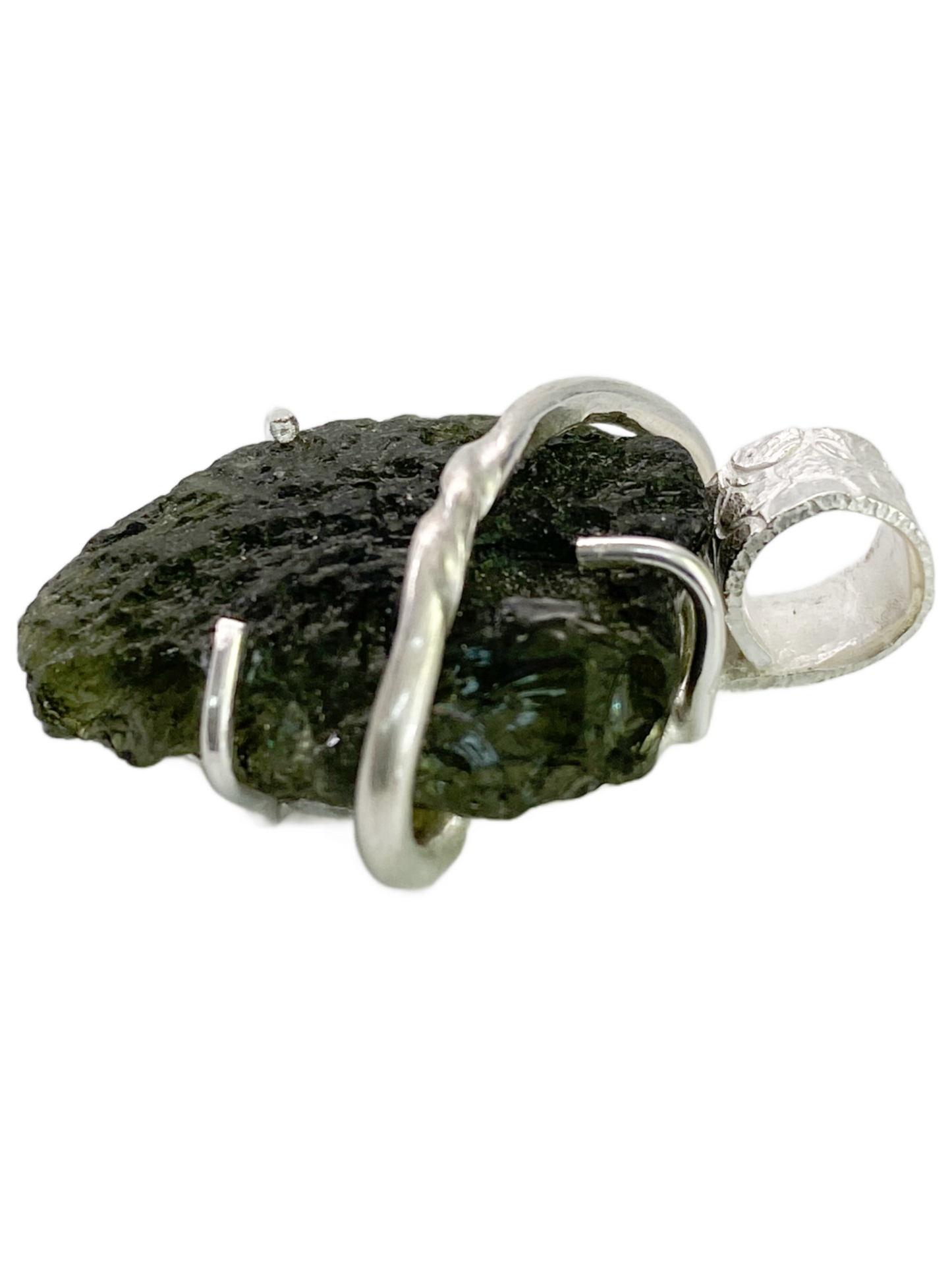 Moldavite & Silver Pendant