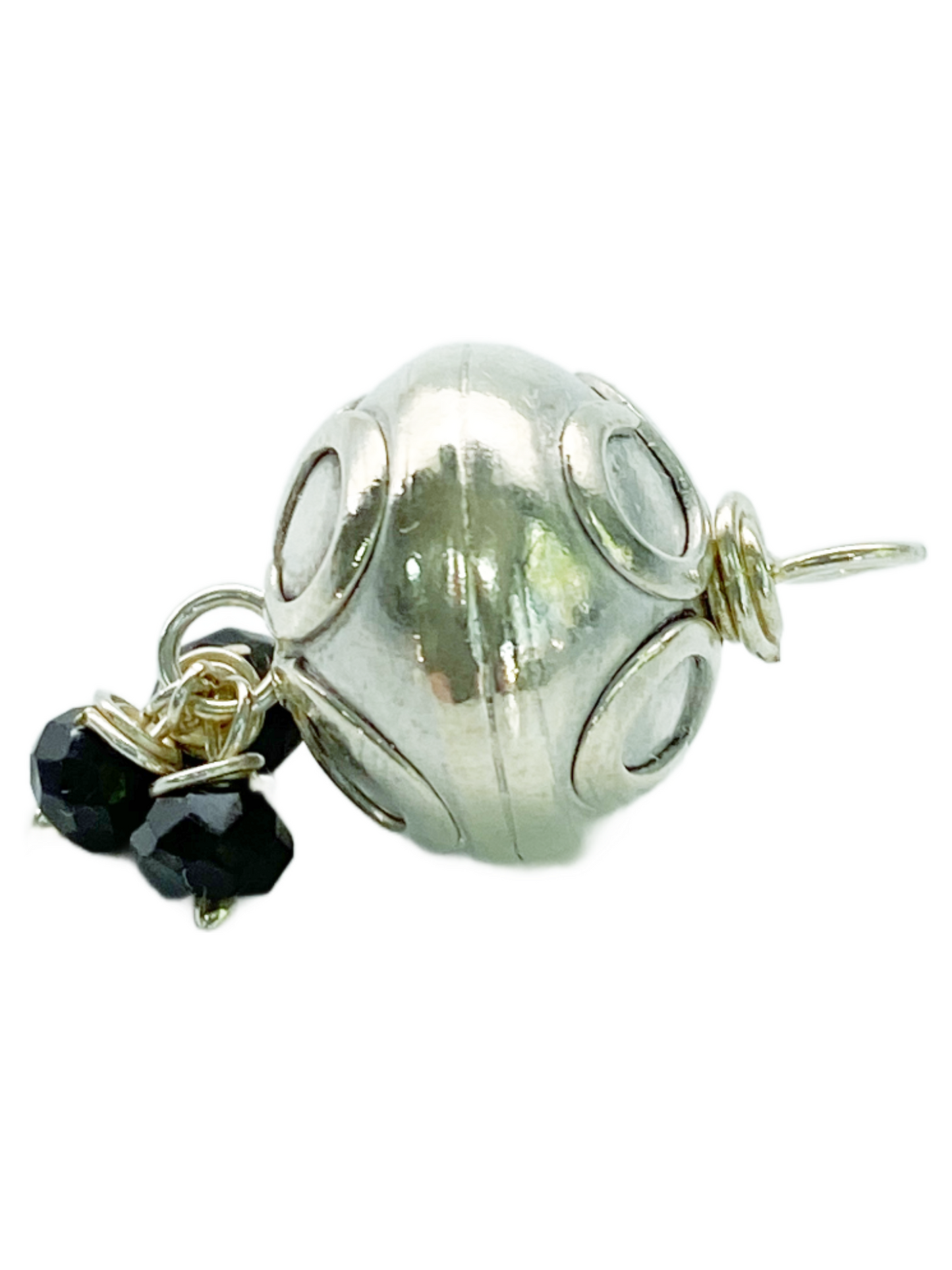 Sterling Silver Bead with Black Spinel Pendant