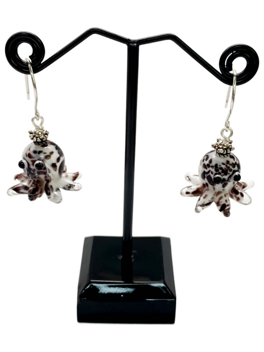 Lampwork  Glass Octupus Earrings