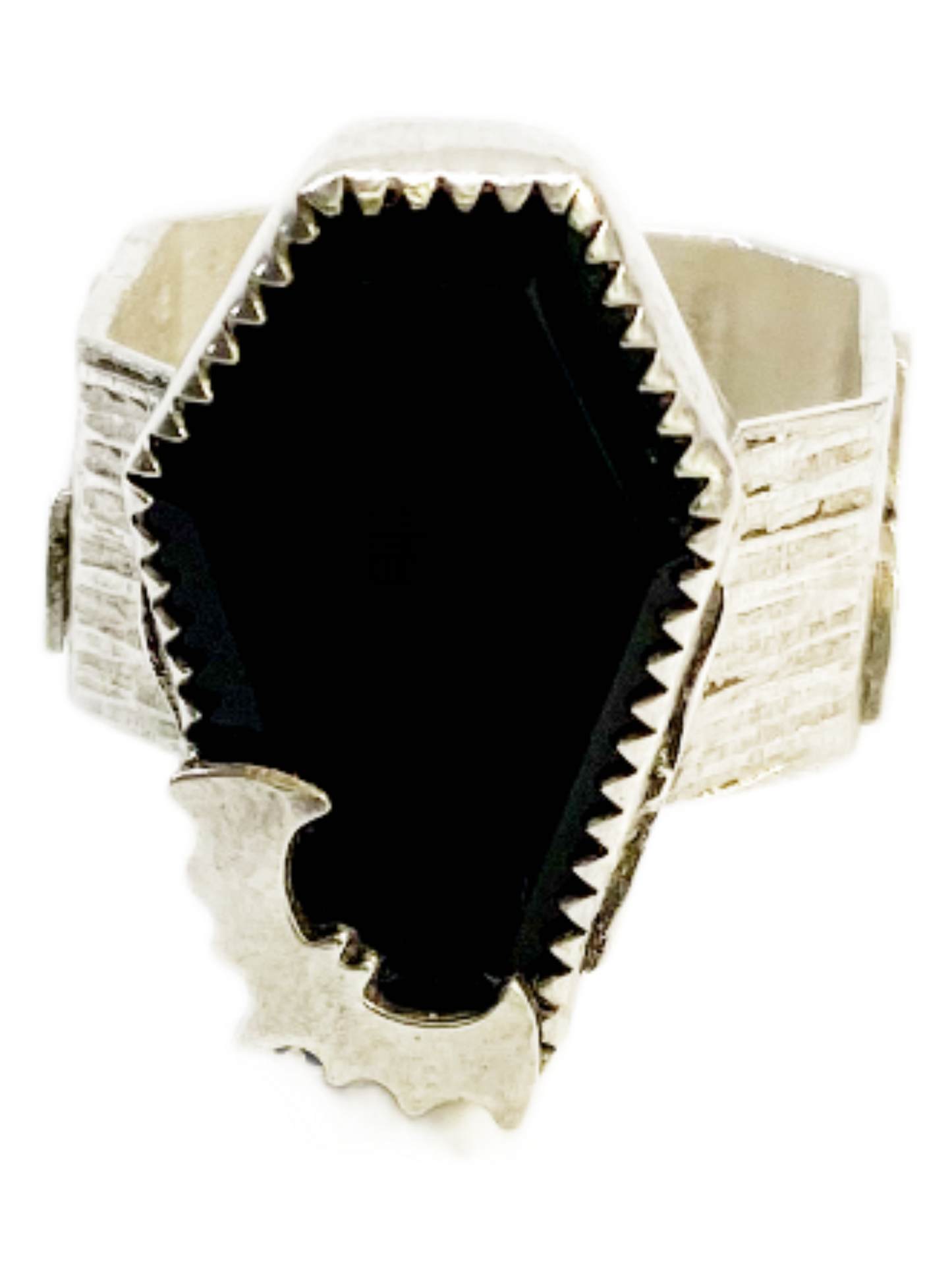 Onyx & Silver Coffin Ring