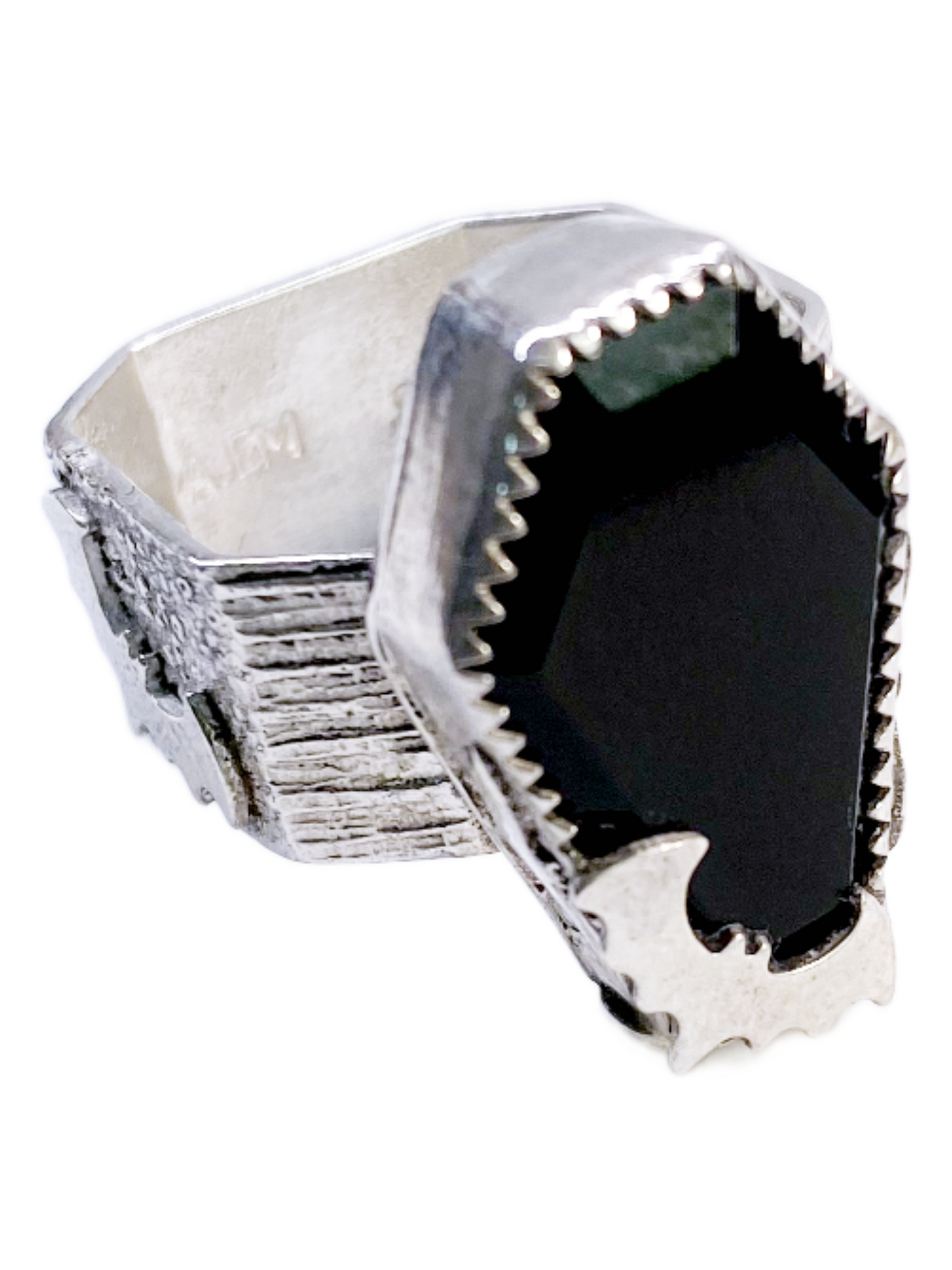 Onyx & Silver Coffin Ring
