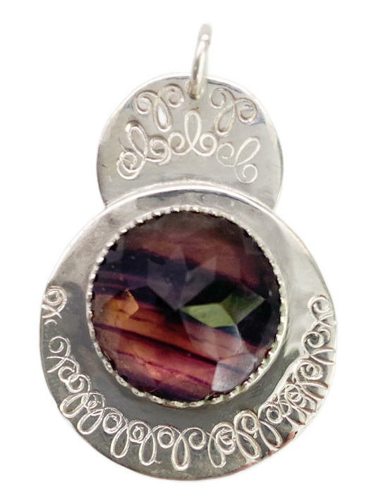 Banded Fluorite & Silver Pendant