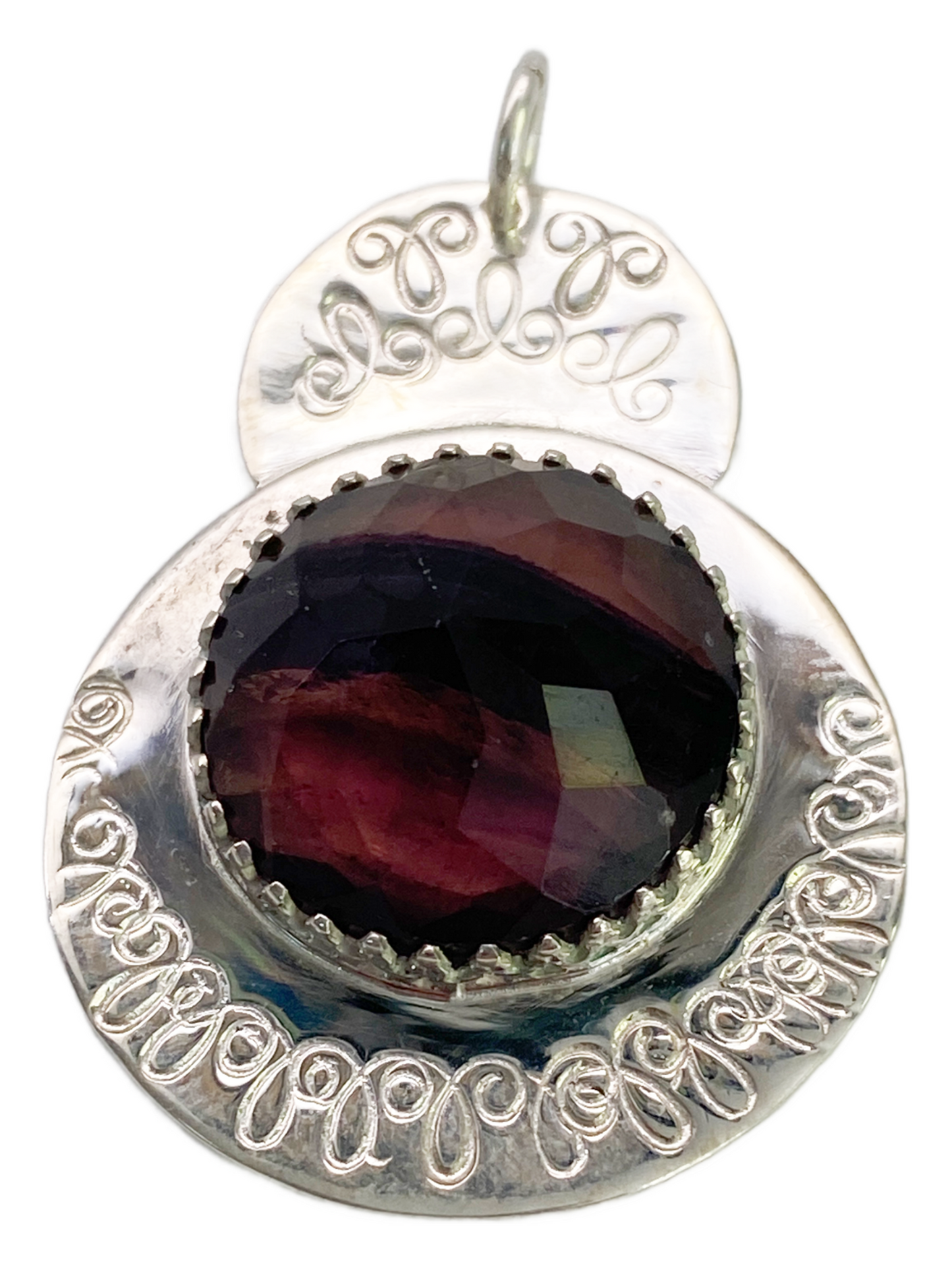 Banded Fluorite & Silver Pendant