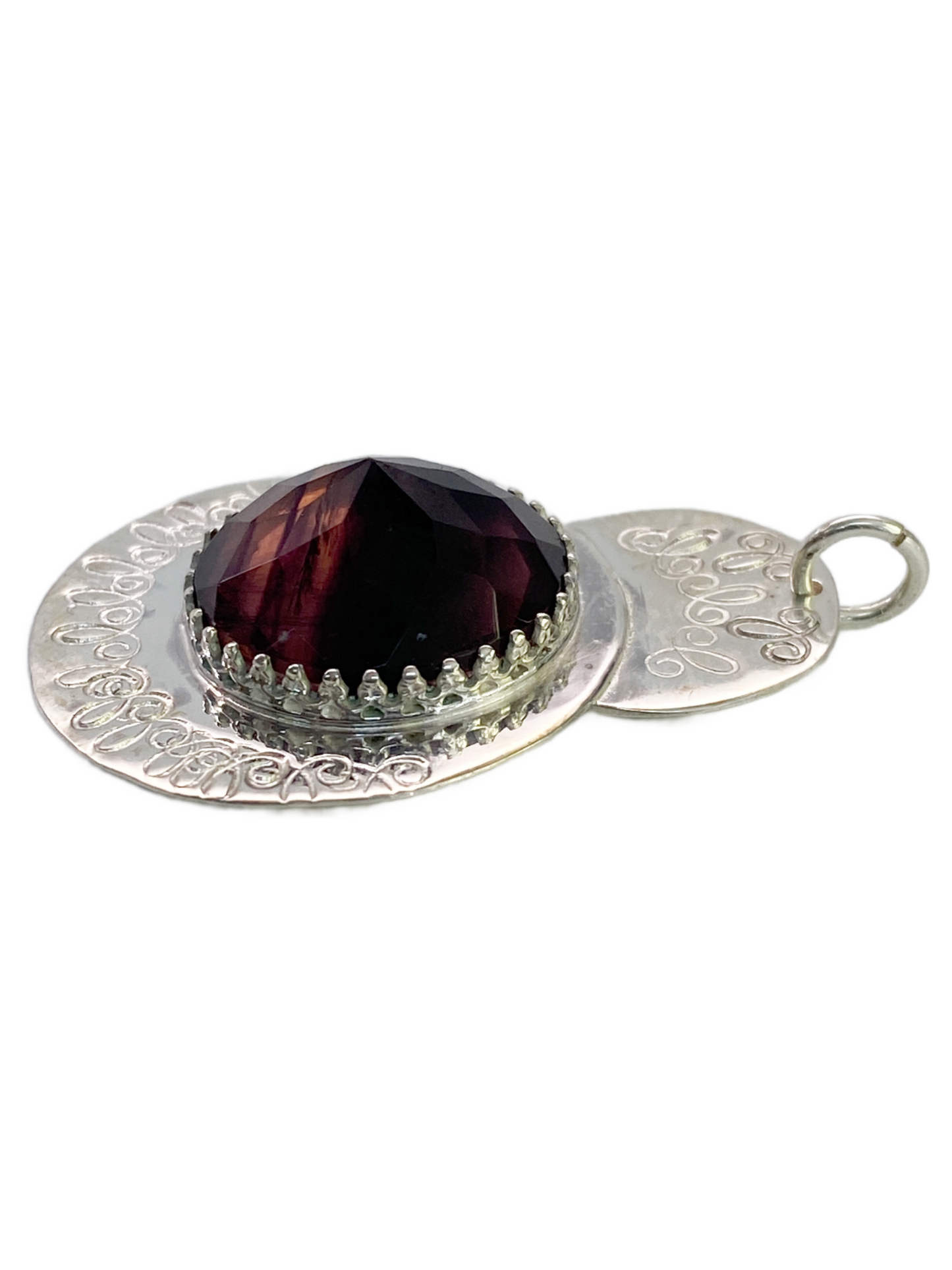 Banded Fluorite & Silver Pendant