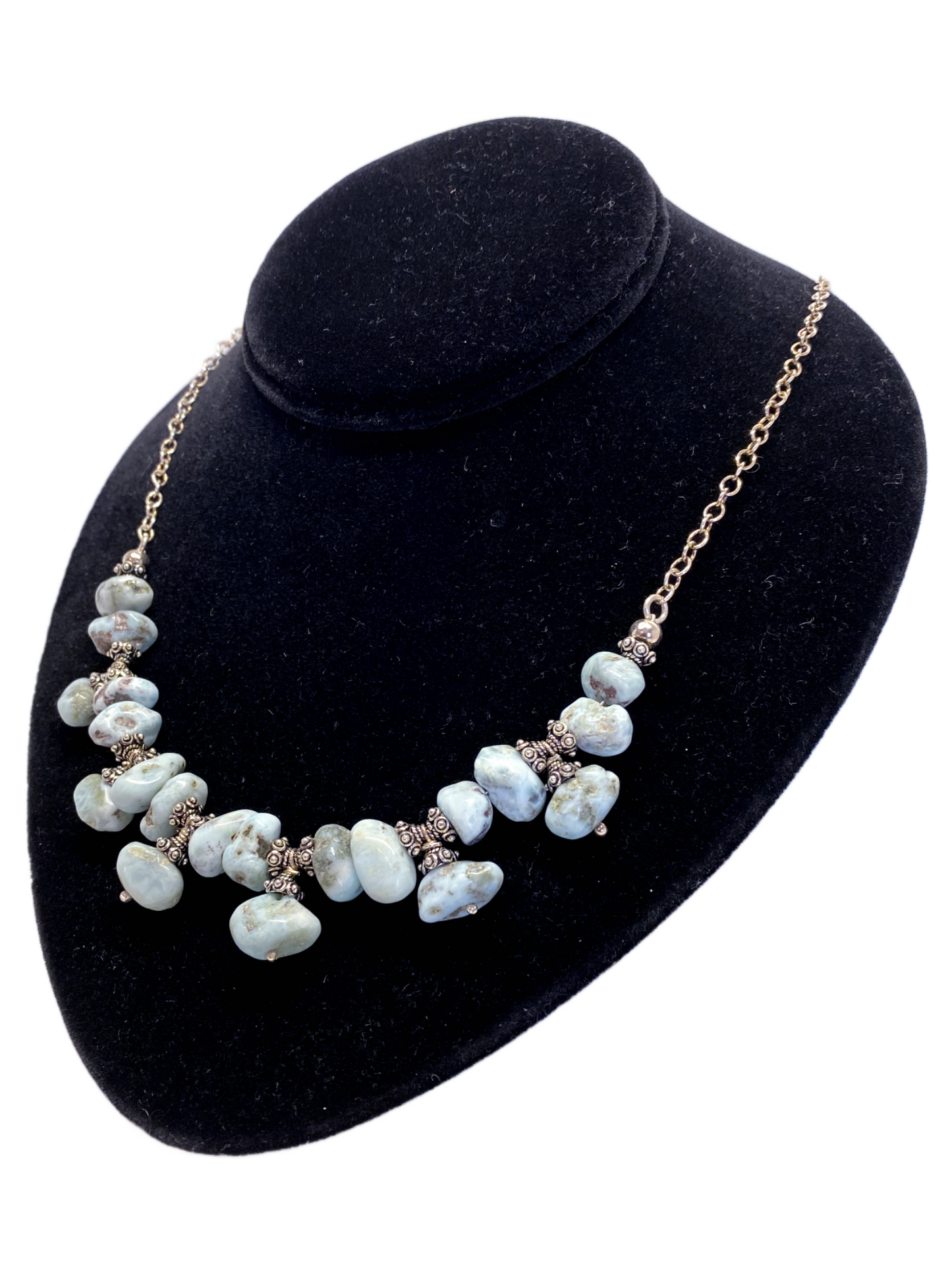 Larimar and Sterling Silver 5 Drop Necklace