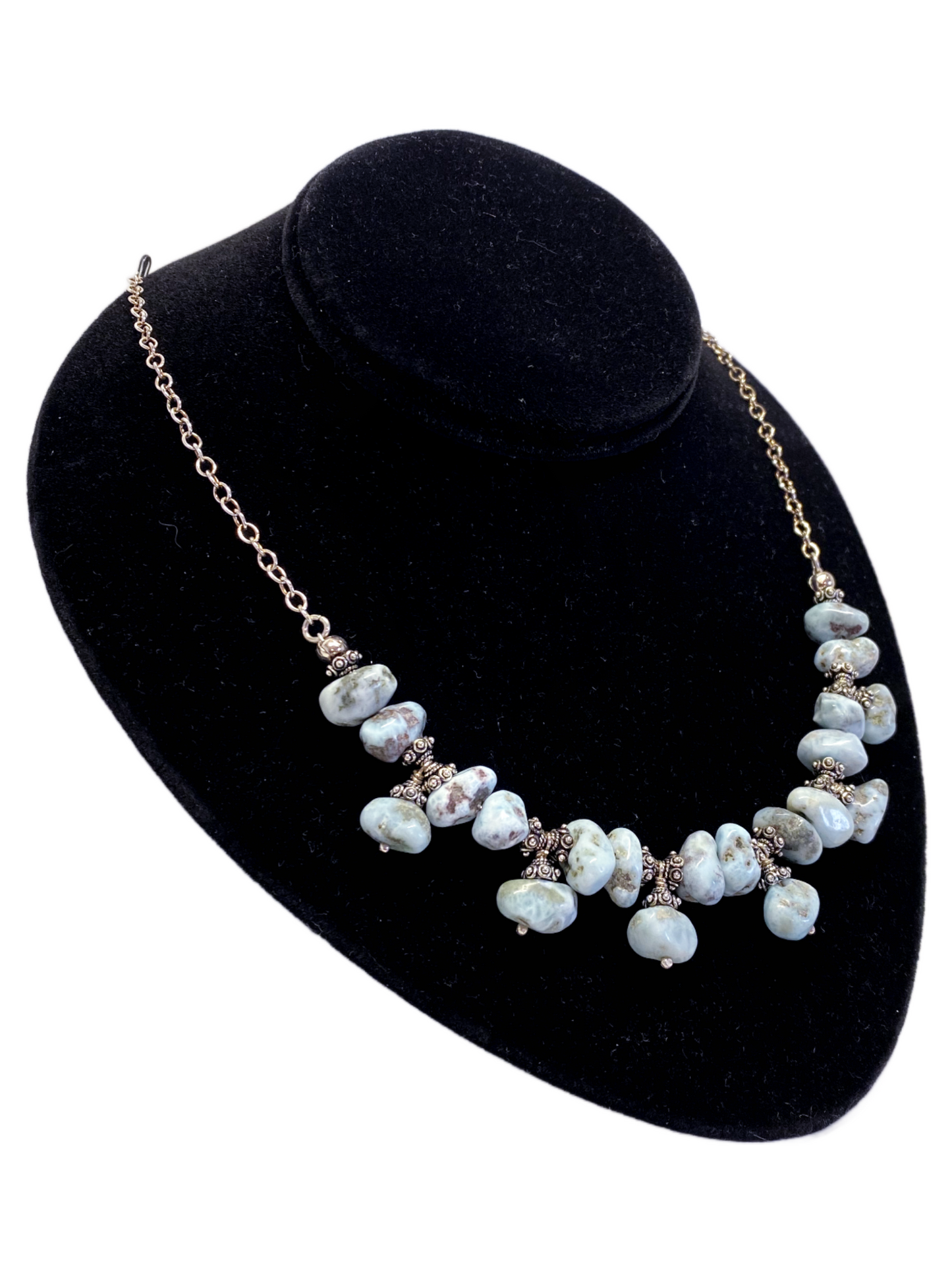 Larimar and Sterling Silver 5 Drop Necklace