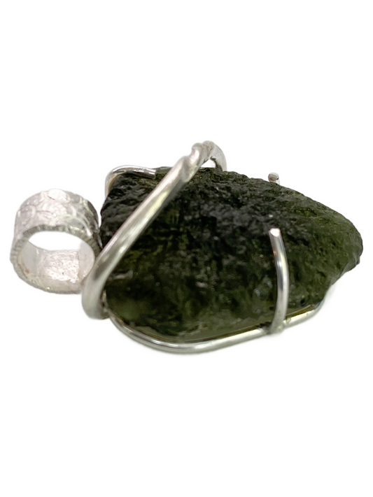 Moldavite & Silver Pendant