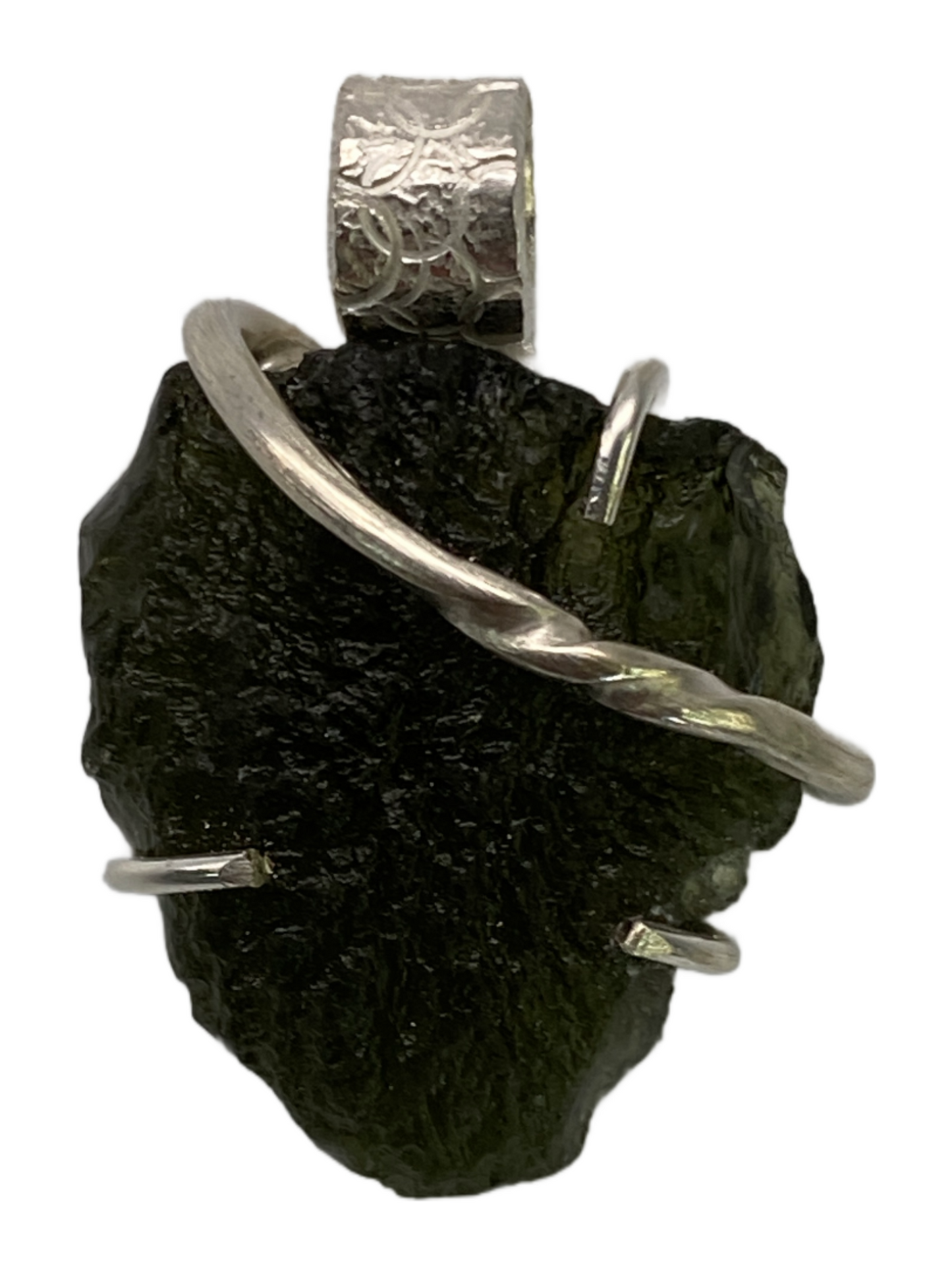 Moldavite & Silver Pendant
