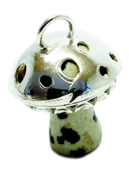Mushroom Pendant -- Dalmation Jasper