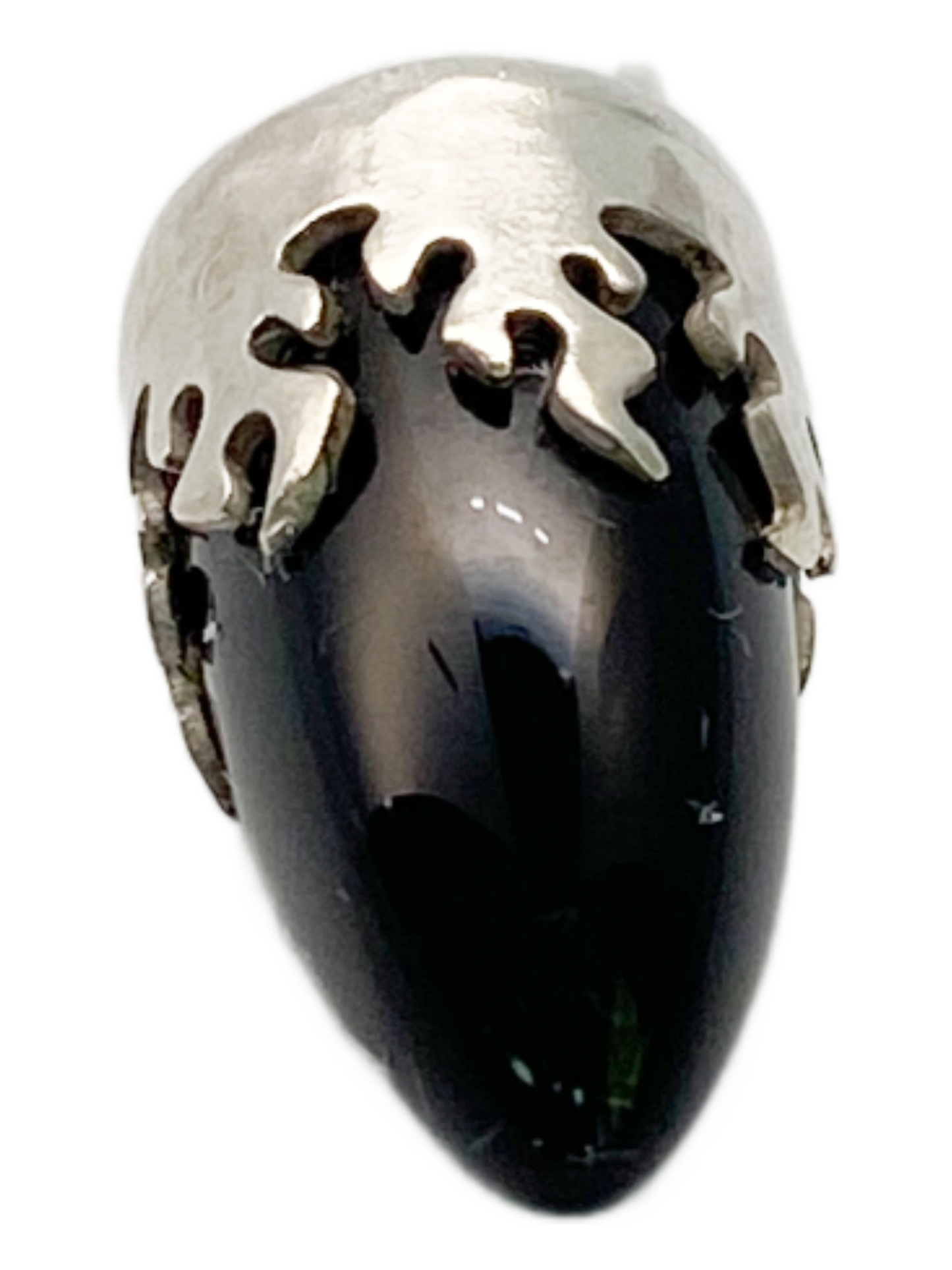 Onyx Bullet With Silver Flame Pendant