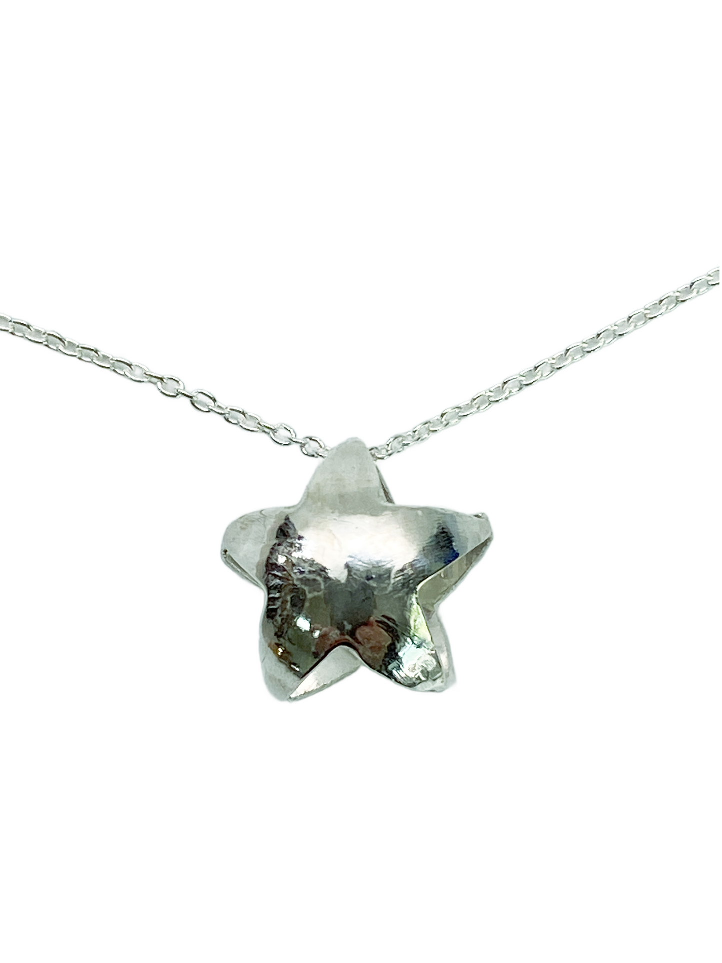 Puffy Silver Star Necklace