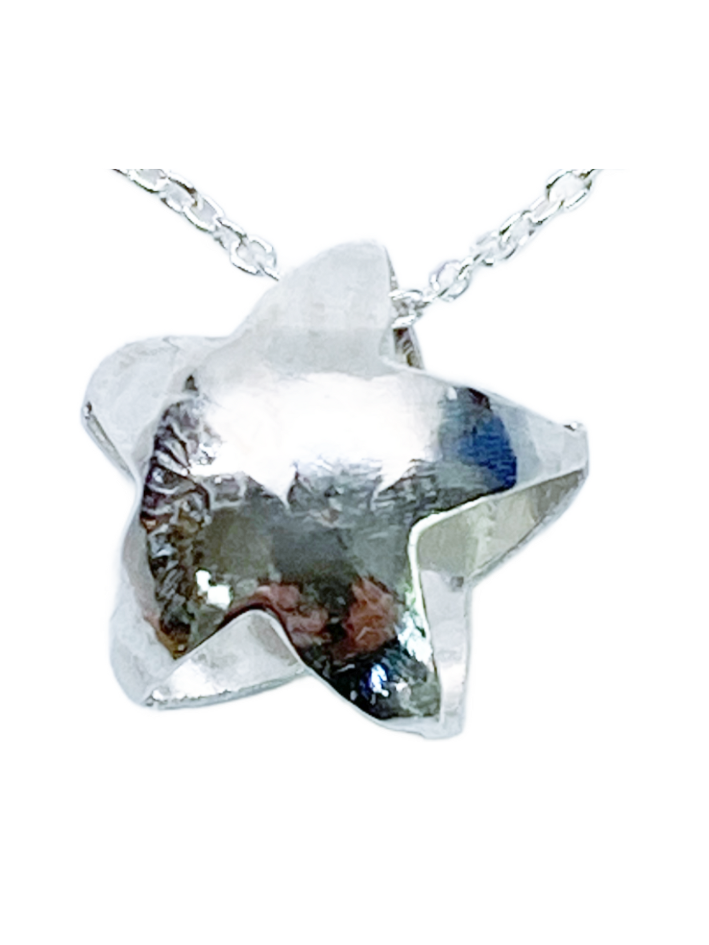 Puffy Silver Star Necklace
