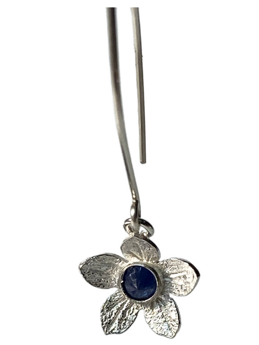 Blue Sapphire Flower Earrings