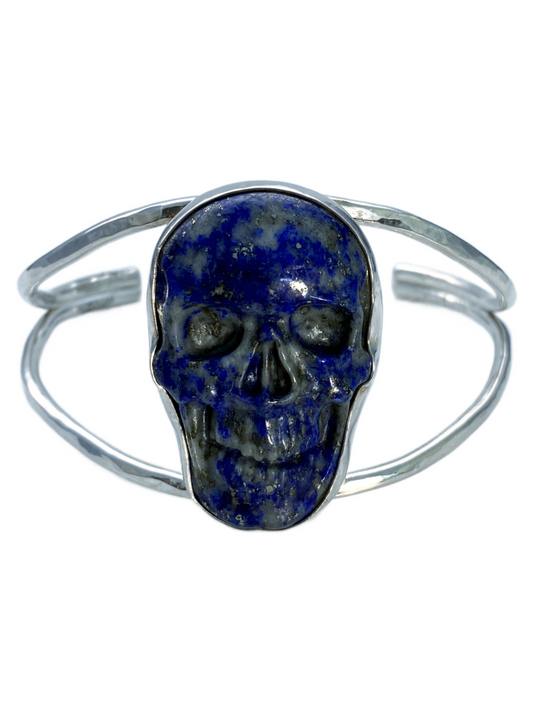 Silver and Lapis Skull Bracelet