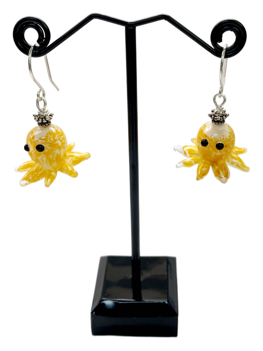 Lampwork Glass Octopus Earrings