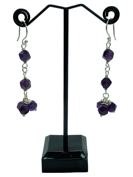 Amethyst & Sterling Silver Dangle Earrings