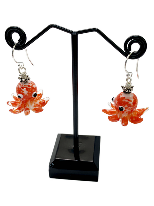 Lampwork Octupus Earrings