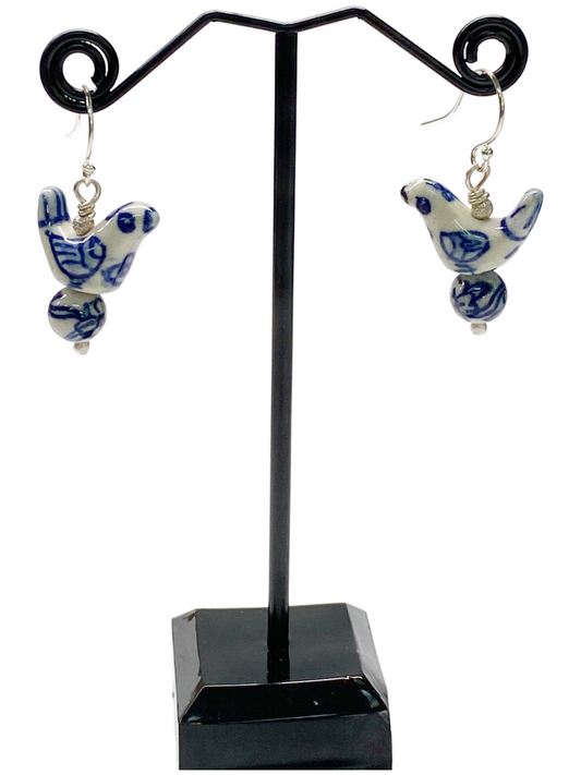 Hand Made Porcelain Bird Earrings